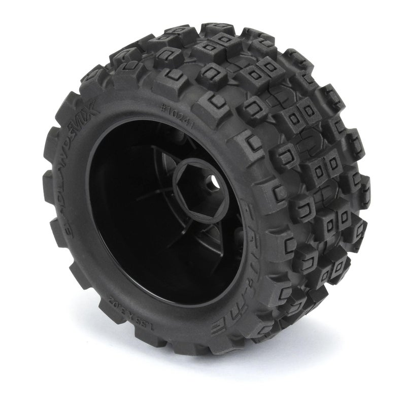 برو-لاين ريسينج إطارات شاحنات Pro-line Racing Badlands MX 1.85 بوصة لجميع التضاريس 4 مثبتة على عجلات سداسية سوداء مقاس 12 مم للجرانيت GROM 4x4 أمامي أو خلفي PRO1024110 - Image 5